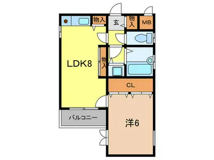 ベル甲子園口III(1LDK/2階)の間取り写真