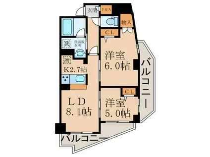 アーク金町レジデンス(2LDK/5階)の間取り写真