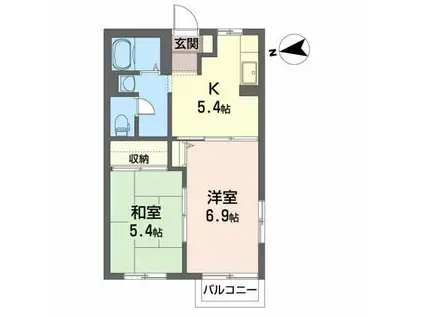 フェリースK・II(2K/2階)の間取り写真