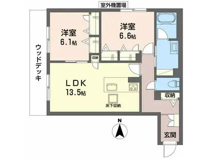 グランコート北浦(2LDK/1階)の間取り写真