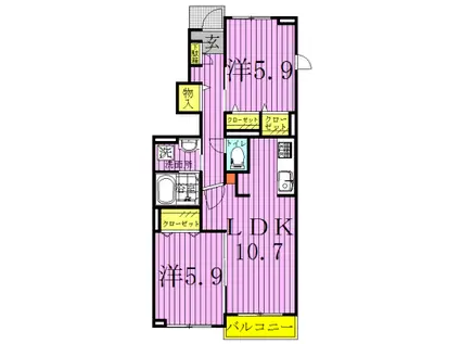 ミーテ・コッリーナA(2LDK/1階)の間取り写真