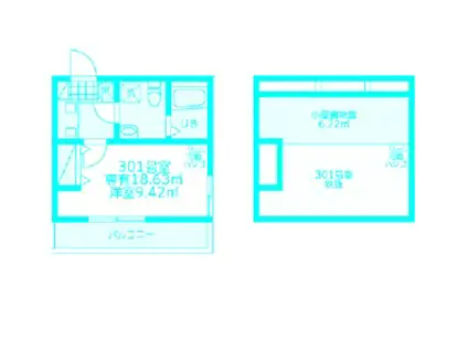 モンステラ新羽A(1K/3階)の間取り写真