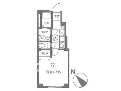 ハックベリー グレイス(1K/2階)の間取り写真