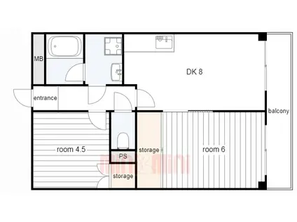 ハイツ多聞(2DK/2階)の間取り写真