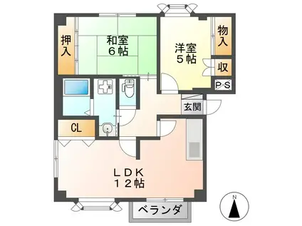 レヴンワースD(3DK/2階)の間取り写真