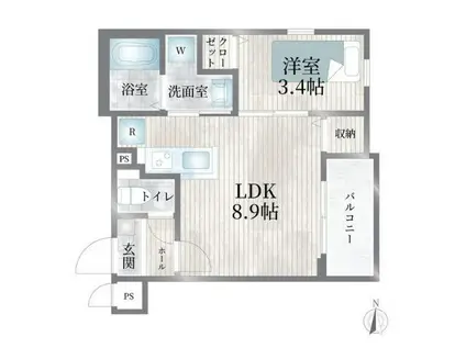 CHERIM浄心イースト(1LDK/3階)の間取り写真