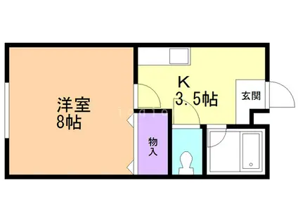 シャトー5BAN館B(1K/2階)の間取り写真