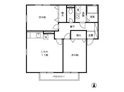 フローラM II(2LDK/2階)の間取り写真