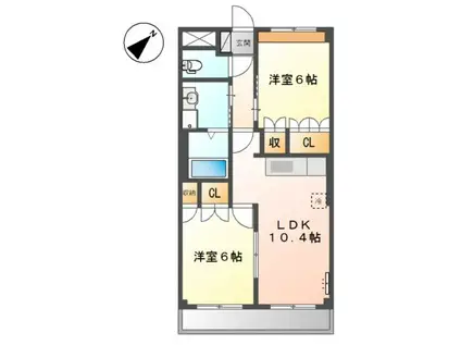 来夢6868(2LDK/2階)の間取り写真
