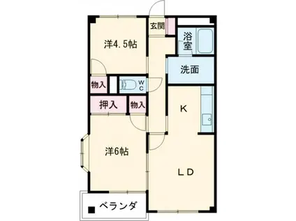 パークハイツ飯塚(2LDK/2階)の間取り写真