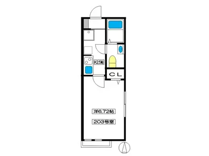 ガーデニア(1K/2階)の間取り写真