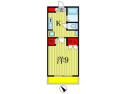 ヒルデンスハイム(1K/1階)の間取り写真