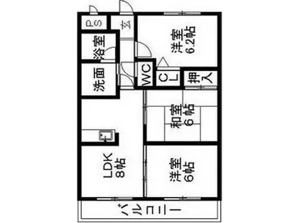 パティオ法華(3DK/1階)の間取り写真