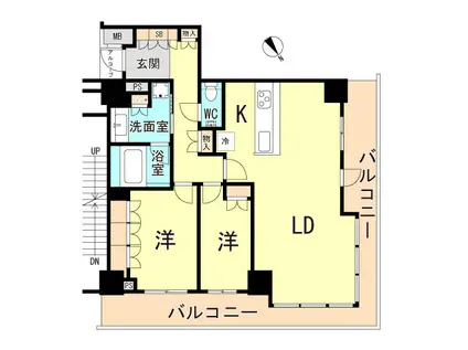 ザ・パークハウス神戸タワー(2LDK/19階)の間取り写真