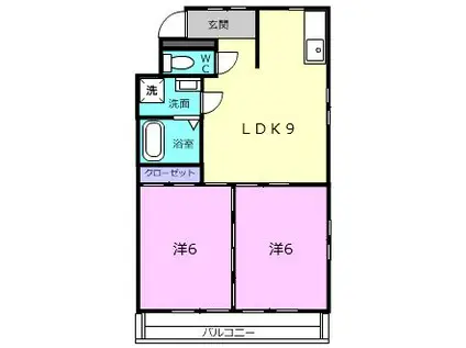 ル・シエル名張(2DK/2階)の間取り写真