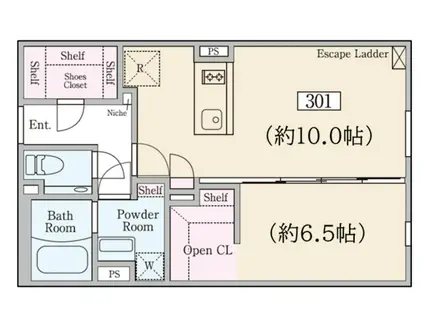 REVE学芸大学(1LDK/3階)の間取り写真