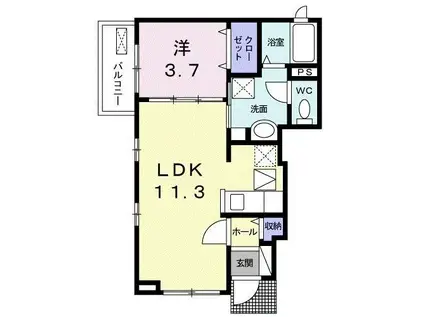 フィフス アベニュー(1LDK/1階)の間取り写真