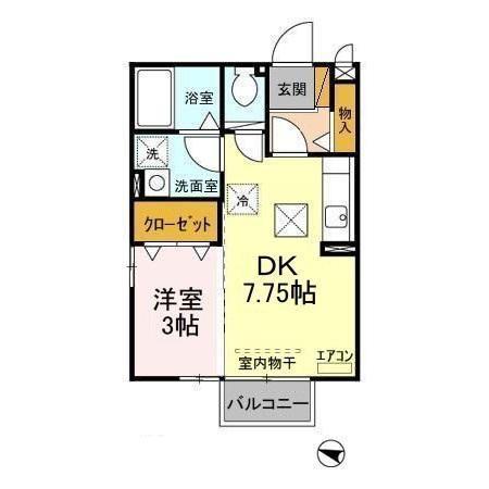 ブランシュ春日(1DK/1階)の間取り写真