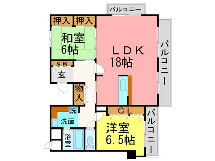 ロイヤル苦楽園(2LDK/3階)の間取り写真