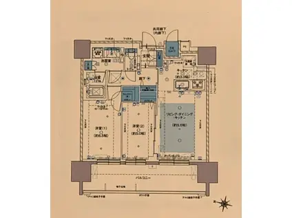 レーベン琴似THE PRIME(2LDK/11階)の間取り写真