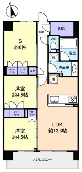 スカイグランデ津田沼(2SLDK/7階)の間取り写真