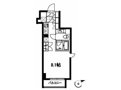 フレンシア麻布十番サウス(1K/8階)の間取り写真
