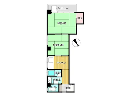 利建ビル(2K/4階)の間取り写真