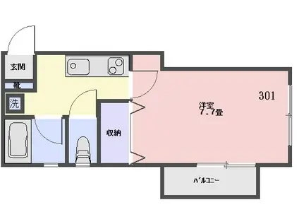 中村南1丁目アパート(1K/3階)の間取り写真
