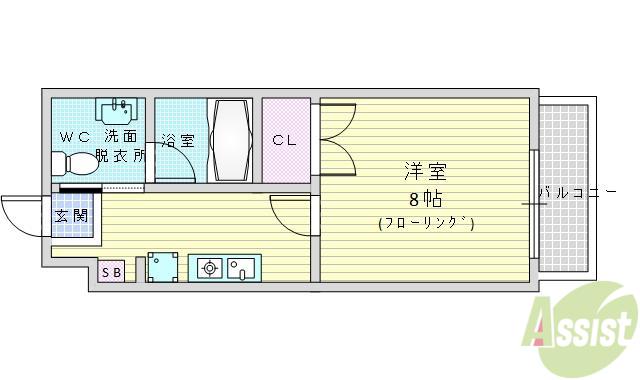 シプレス(1K/5階)の間取り写真