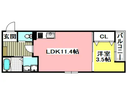 TOLERANCIA吹田千里丘(1LDK/3階)の間取り写真