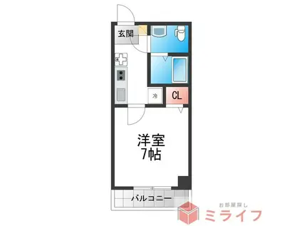 アヴェニール瓜破(1K/2階)の間取り写真