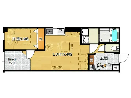 HILL CLIMB MOMODANI(1LDK/3階)の間取り写真