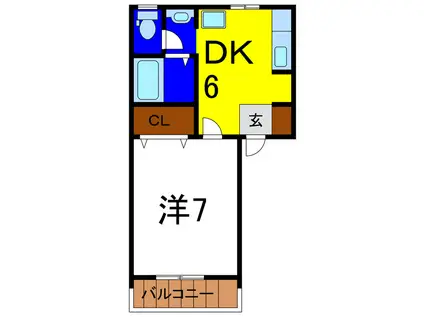 ブライトンフラットII(1DK/1階)の間取り写真
