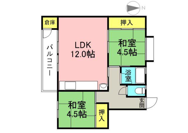 鈴が台D棟(2LDK/1階)の間取り写真