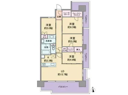 あすとレジデンシャルザ・タワー(4LDK/9階)の間取り写真