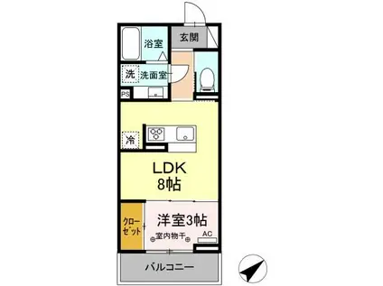 ディーシャンブル鵜の森(1LDK/3階)の間取り写真