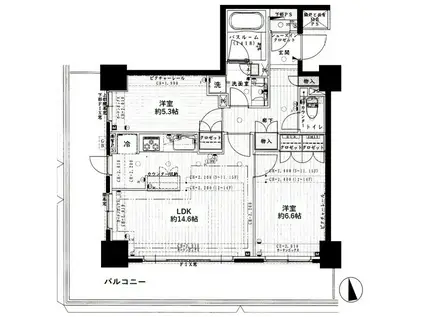 ライオンズタワー上野黒門町(2LDK/7階)の間取り写真