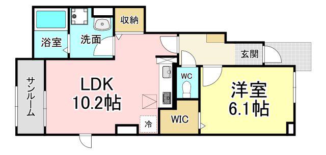レディ・バグII(1LDK/1階)の間取り写真