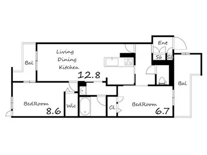 エクセレントガーデンヒルズ(2LDK/3階)の間取り写真