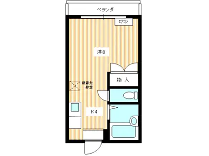 コーポレーション原II(1K/2階)の間取り写真