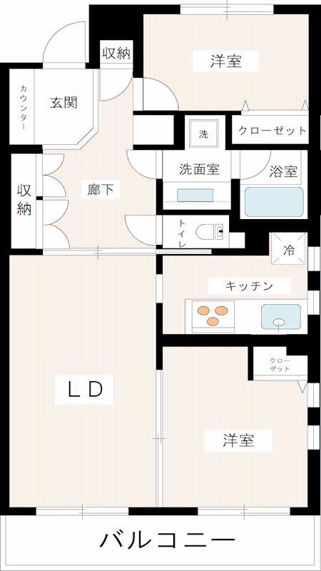 グランベルデ馬込坂(2LDK/1階)の間取り写真