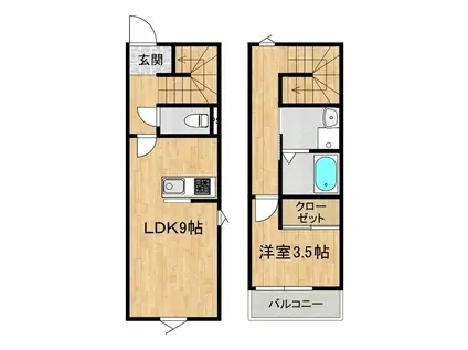 DUAL B(1LDK/1階)の間取り写真