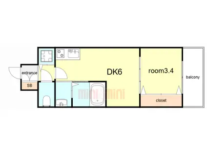 エスタート塚本(1DK/12階)の間取り写真