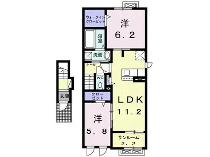 ヴァイオレット I(2LDK/2階)の間取り写真