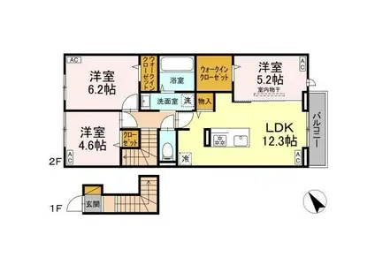 YAMAJUII(3LDK/2階)の間取り写真