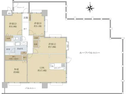 サンマンションアトレ植田南(4LDK/12階)の間取り写真