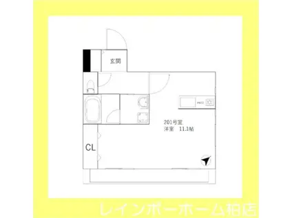 HS BLDG(ワンルーム/2階)の間取り写真