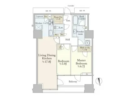 三田ガーデンヒルズ ノースヒル(2LDK/7階)の間取り写真