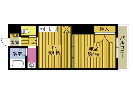 第2コーポ隆生(1DK/3階)の間取り写真