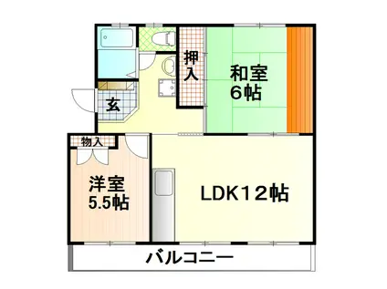 グランドール靖国(2LDK/3階)の間取り写真